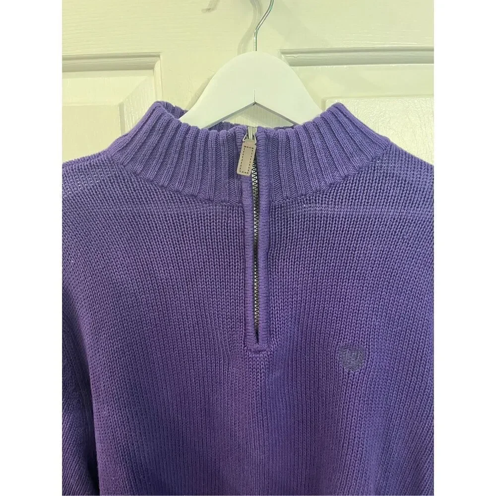 Chaps Purple Quarter Zip Mock Neck Sweater Sz L